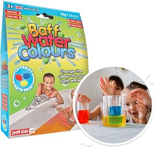 18 Use Baff Water Colours Pack from Zimpli Kids, Bathing Drops, Primary Colour Games, Children’s Development Mind Bath Toys, Unusual Unique Gifts for Boys & Girls