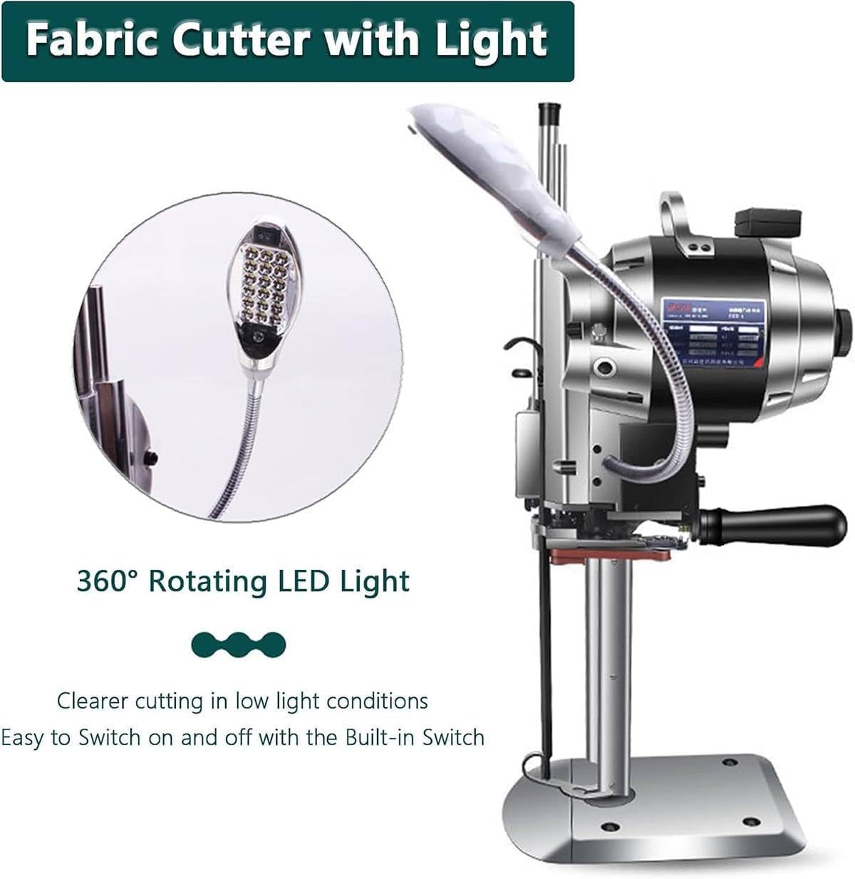 Machine De Découpe électrique, Coupe-Tissu à Lame Droite Verticale 1100w, Ciseaux électrique avec Fonction D'affûtage Et Lumière LED, pour Tissu, Carton, Cuir, Tapis, Plastique,10in