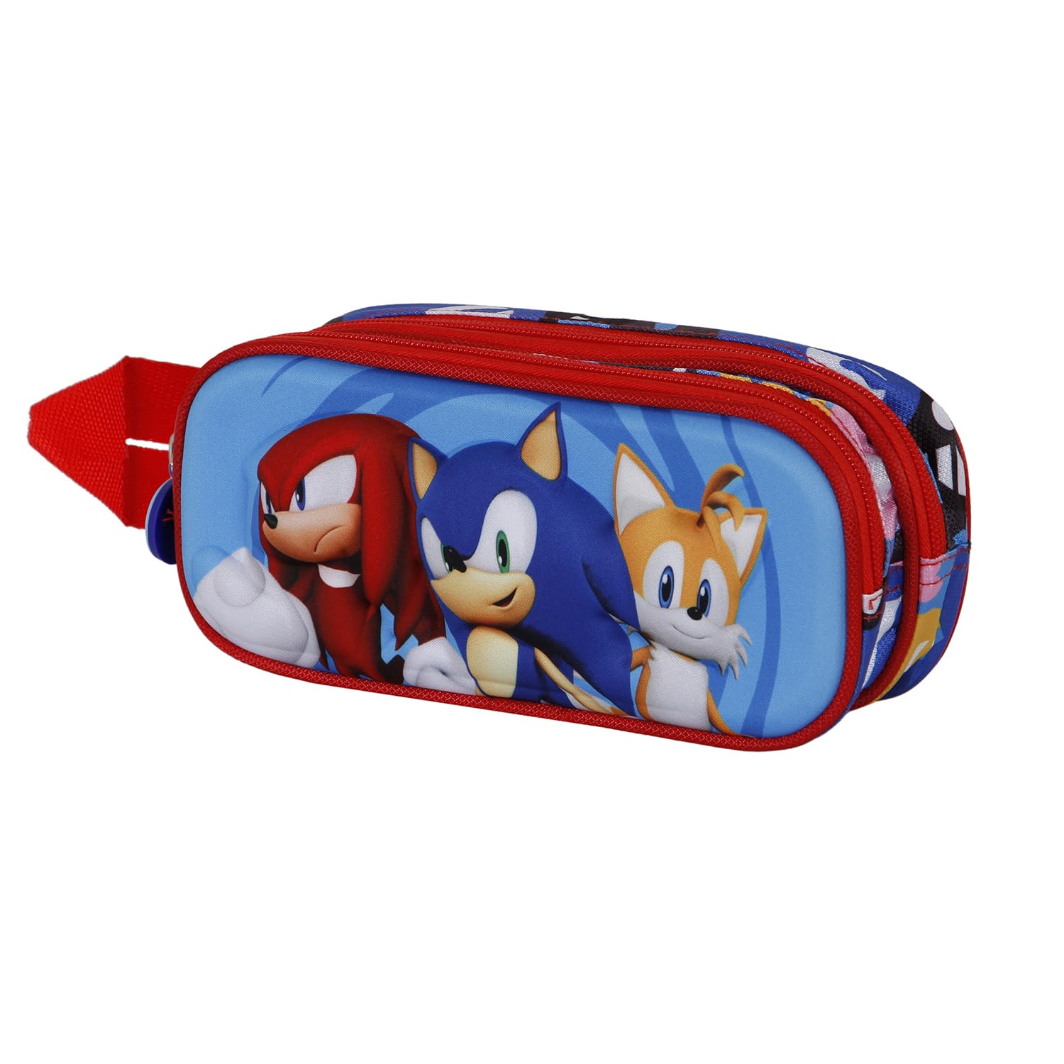 Sonic The Hedgehog - SEGA Sega-Sonic Friends-Estuche Portatodo 3D Doble, Azul, 22 x 9.5 cm