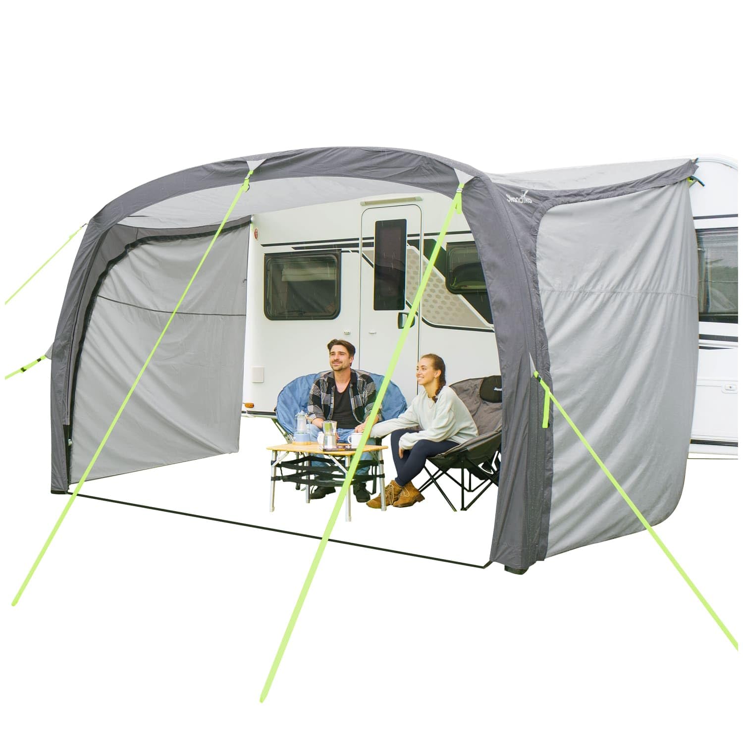 Skandika Auvent Vika Air Caravan 400 Set | Auvent Gonflable avec parois latérales, CaravanTarp, Voile d'ombrage UV 50+, Colonne d'eau de 3000 mm| pour Camping-Car, Caravane, Bus