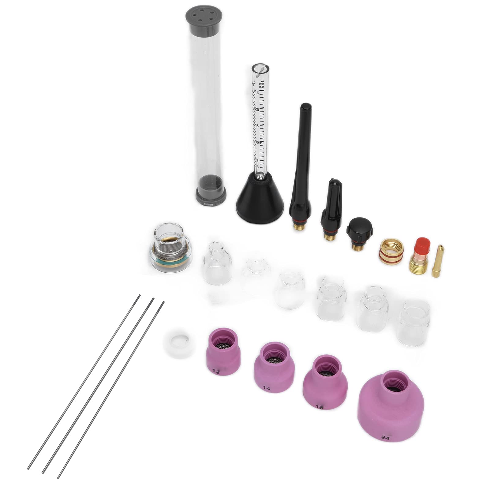 Kit de boquilla de soldadura de de argón, medidor de flujo de Gas duradero de cerámica, aguja de tungsteno WP-17/18/26 azul