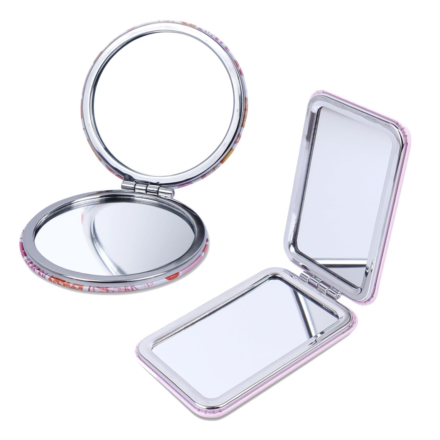 Boscaiola24 Oval Compact Mirror Round Traveling Portable Pocket Mirror for Girls Men and Women Mini Mix Glitter 1X/2X Magnifying Round Metal Pocket Makeup Mirror, Small Mirror (Multi-Design) Pack Of 2-image-20