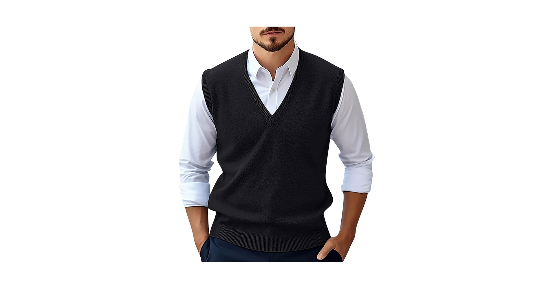 Amazon.com: Men's Sweater Vest Casual Hipster Solid Color V