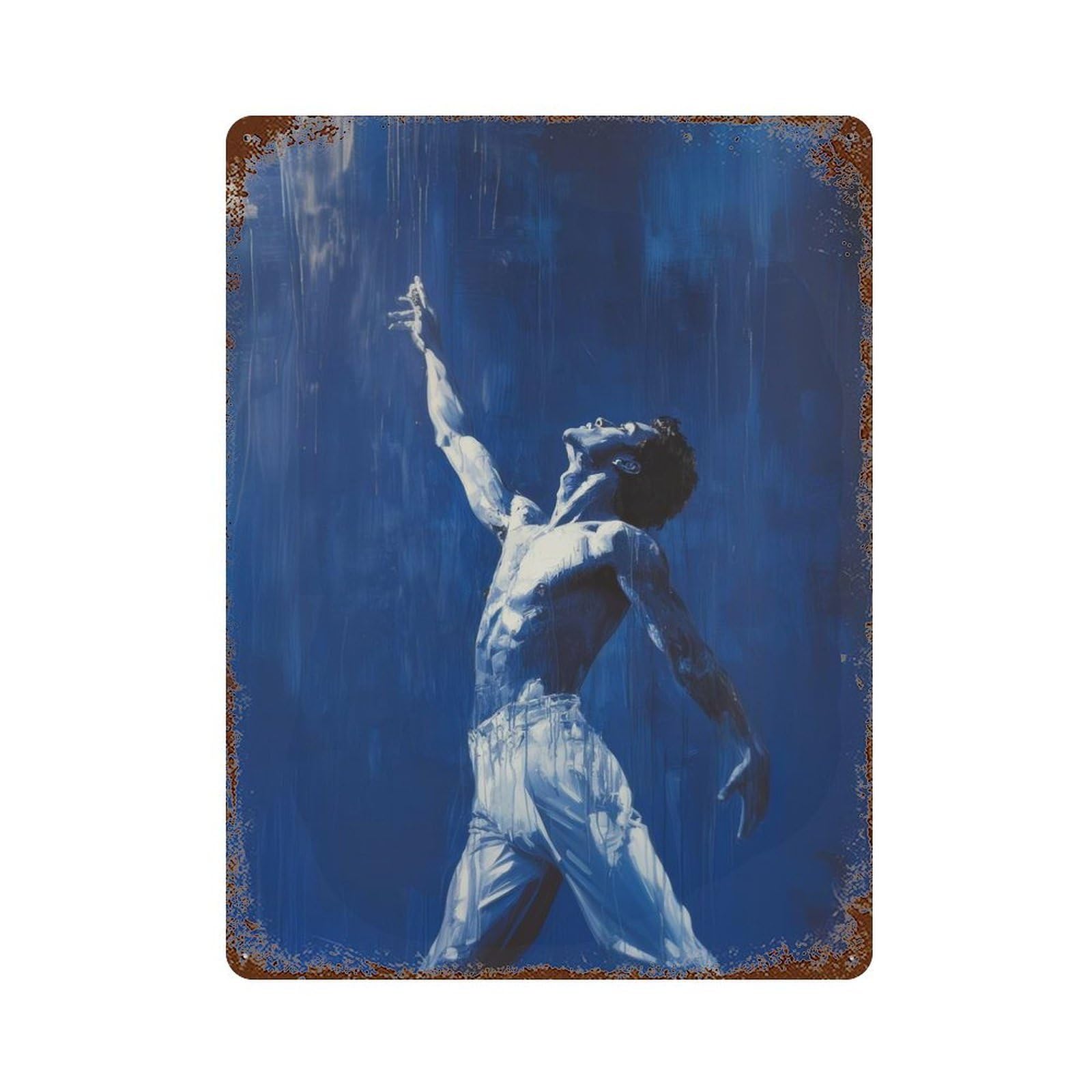 Garage Style Reaching Higher – Ballet’s Passion And Grace Male Ballet Dancer Painting Aged Metal Wall Plaque 15.7"x11.8", Decorative Metal Wall Art for Bar And Workshop
