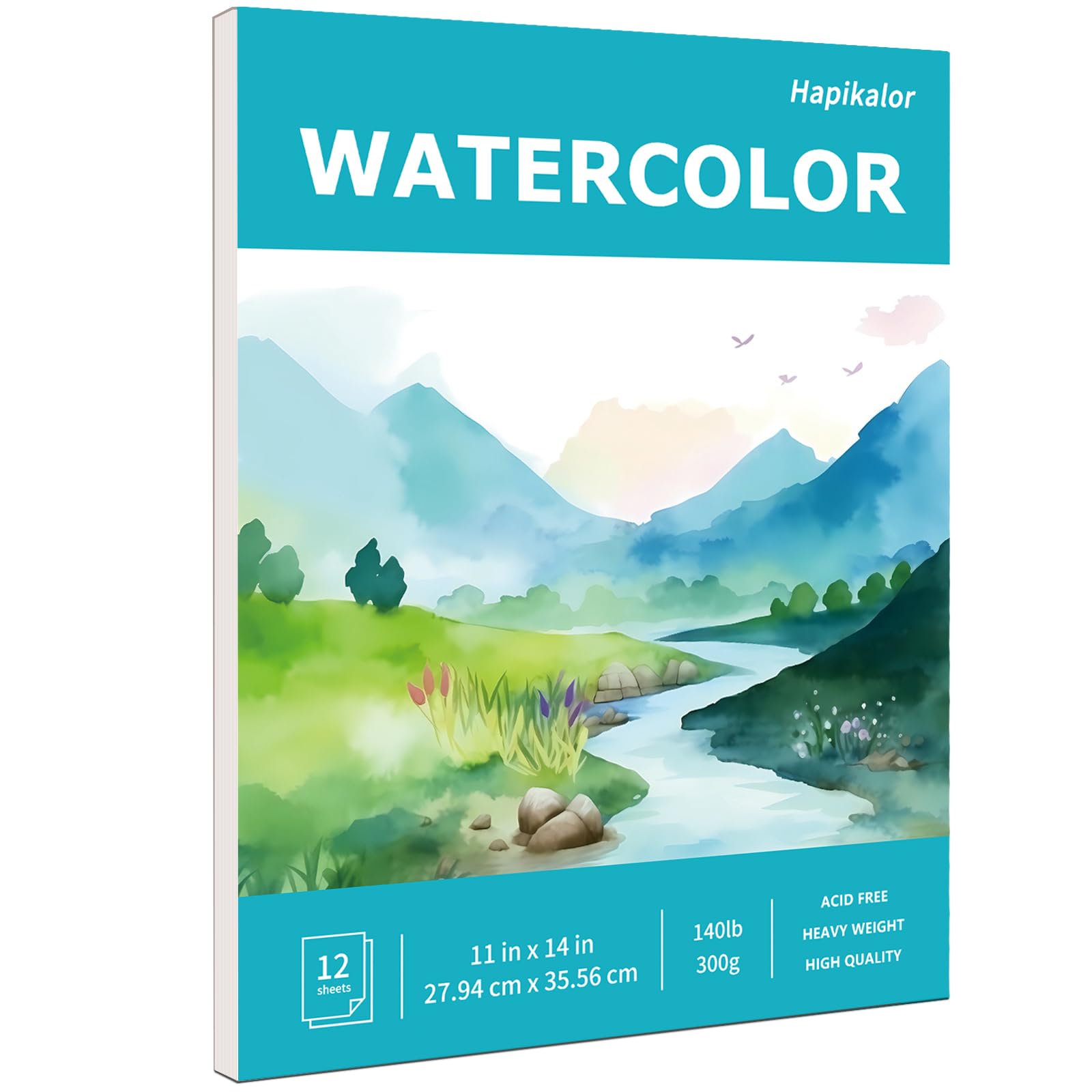Hapikalor Watercolor Paper, 11"x14" Water Color Paper, 140lb/300gsm Teal