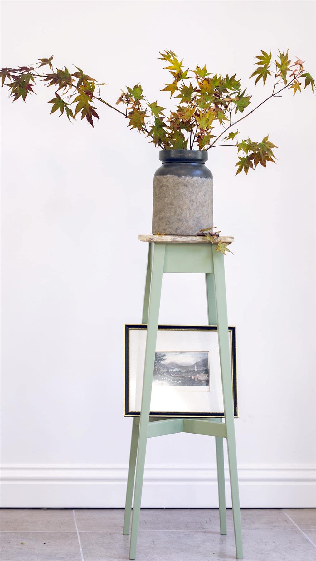 Statement Furniture Florence Plant Display Stand in Sage Green. 80cm Wooden Plant Holder, Ready Assembled