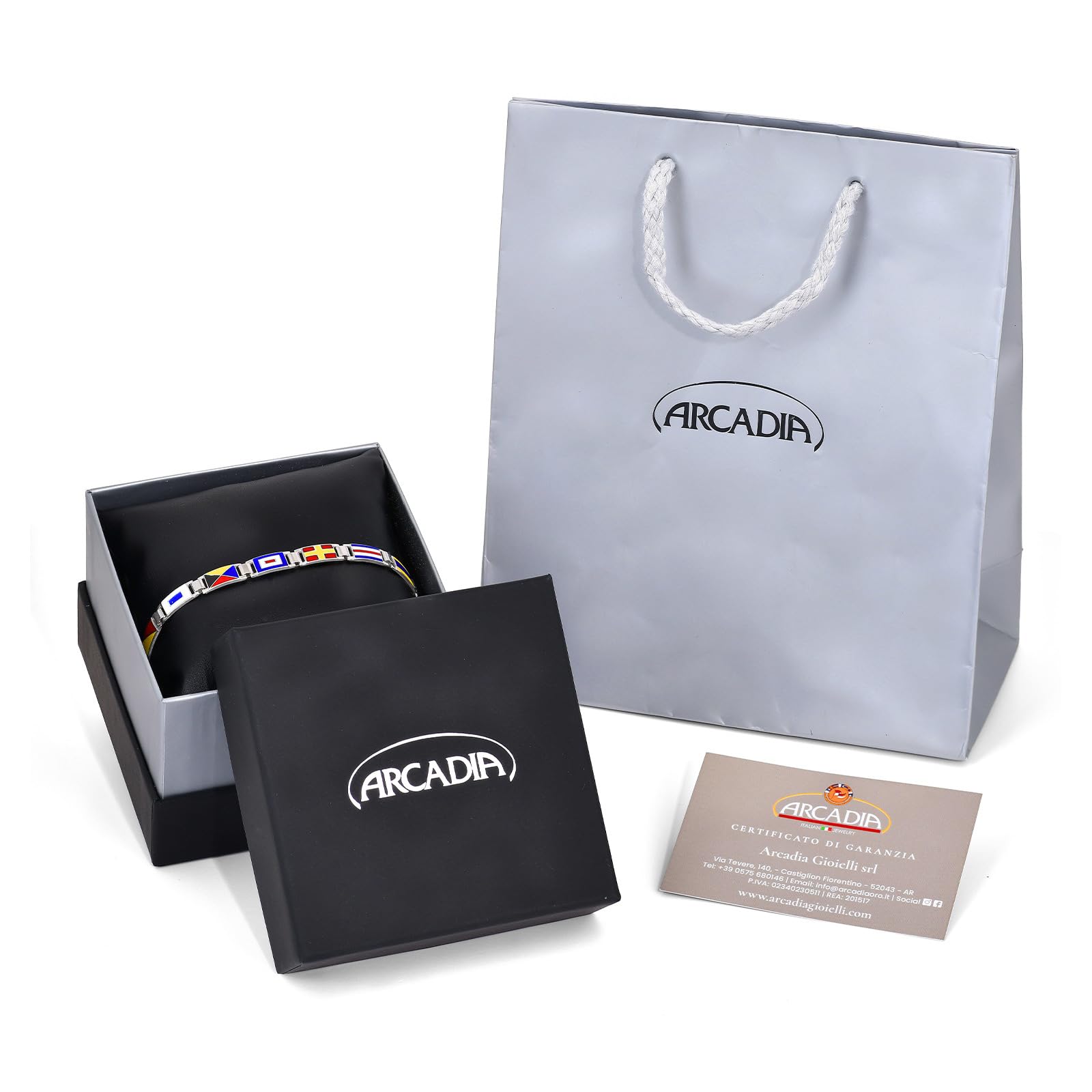 Generico Bracciale misura media con banidere nautiche in argento 925 smaltato a fuoco fatto a mano