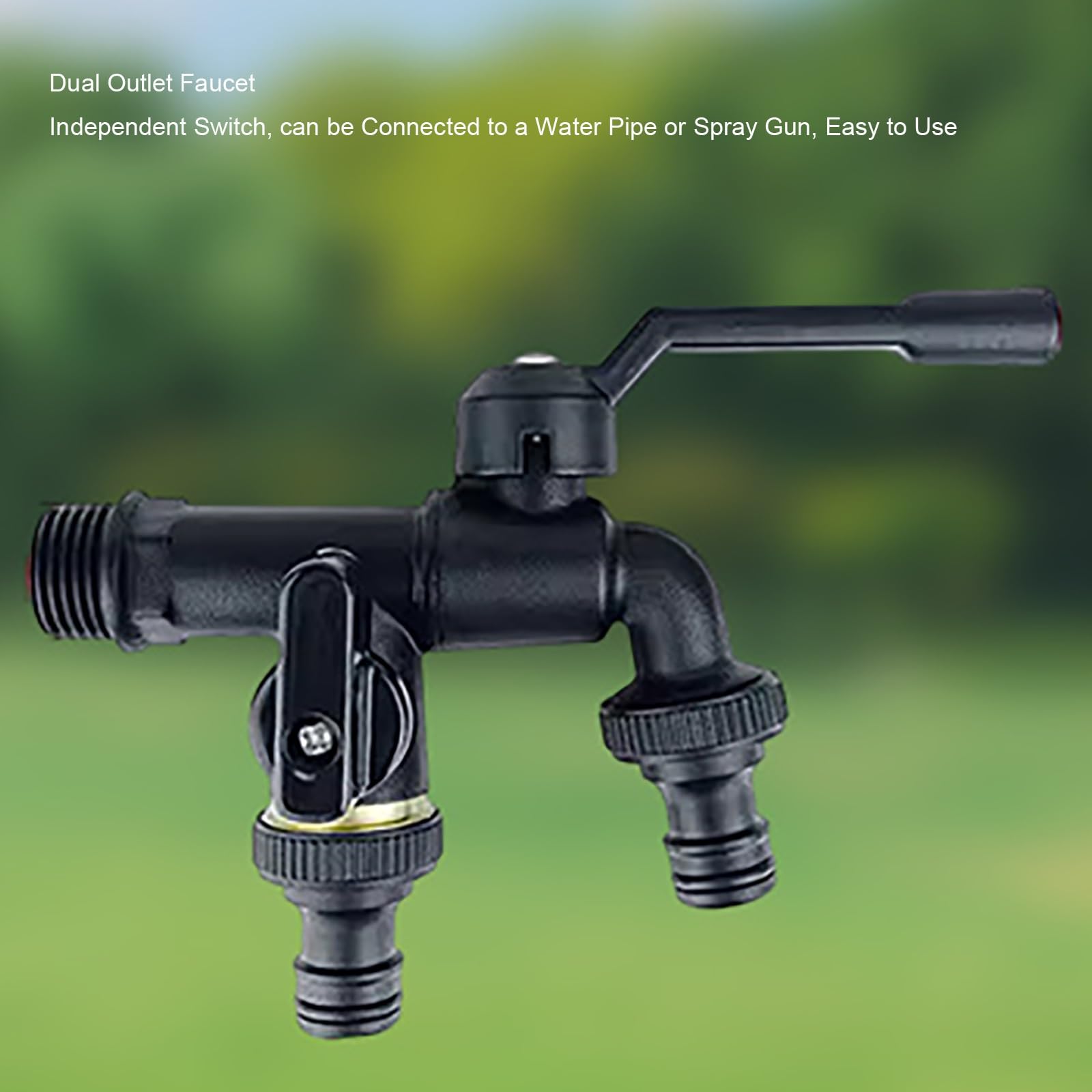 Colonna per irrigazione da giardino a energia solare, supporto per tubo in acciaio inox con doppio rubinetto, palo verticale per irrigazione da giardino, resistente al gelo, erogatore d'acqua da