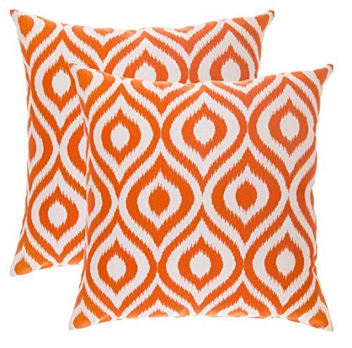 TreeWool - Confezione da 2 - federe copricuscino decorative con motivo a Ikat Ogee Accent, in Cotone (50 x 50 cm, Arancione/Orange) TreeWool - Confezione da 2 - federe copricuscino decorative con motivo a Ikat Ogee Accent, in Cotone (50 x 50 cm, Arancione/Orange)