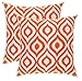 TreeWool - Pack de 2 - Ogee Ikat Acento Decorativo Fundas de cojín, 100% algodón (50 x 50 cm / 20 x 20 Pulgadas, Naranja)