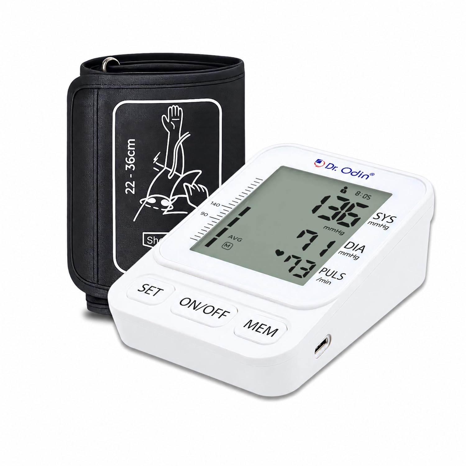 Dr. Odin OBP107 Digital Blood Pressure Monitor, BP Machine for Home Use, Automatic Upper Arm Blood Pressure Monitor, Large LCD Display, Pulse Rate Monitor, 2 Users x 99 Memory, 22-36 cm Cuff-picture-30