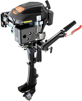 6HP Outboard Motor, 4 Stroke Heavy Duty Outboard Motor Boat Engine with Air Cooling System,140CC Heavy Duty Outboard Motor Fishing Boat Engine
