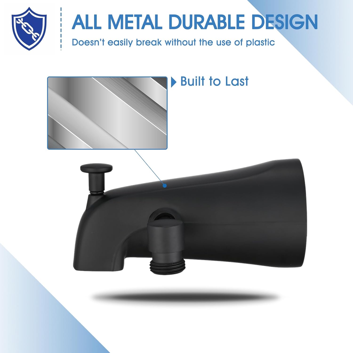 Matte Black Metal Tub Spout with Diverter