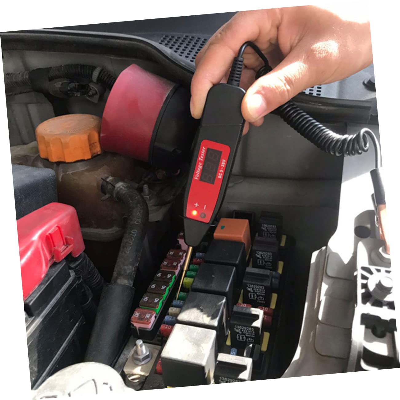 HOMSFOU 3pezzi Tester Digitale Di Circuiti Lcd Con Cavo Esteso Strumento Per Elettricisti e Riparazioni Auto Facile Da Usare e Portatile Rilevatore Di Tensione Per Uso Domestico e