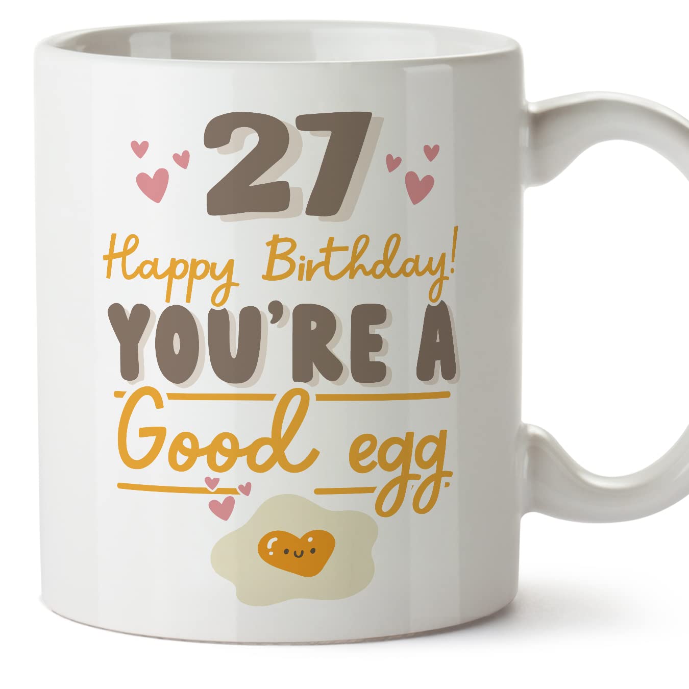 MUGFFINS 27 Birthday Mug - in English - Happy Birthday You're a Good Egg - Funny Anniversary Present - 11 oz