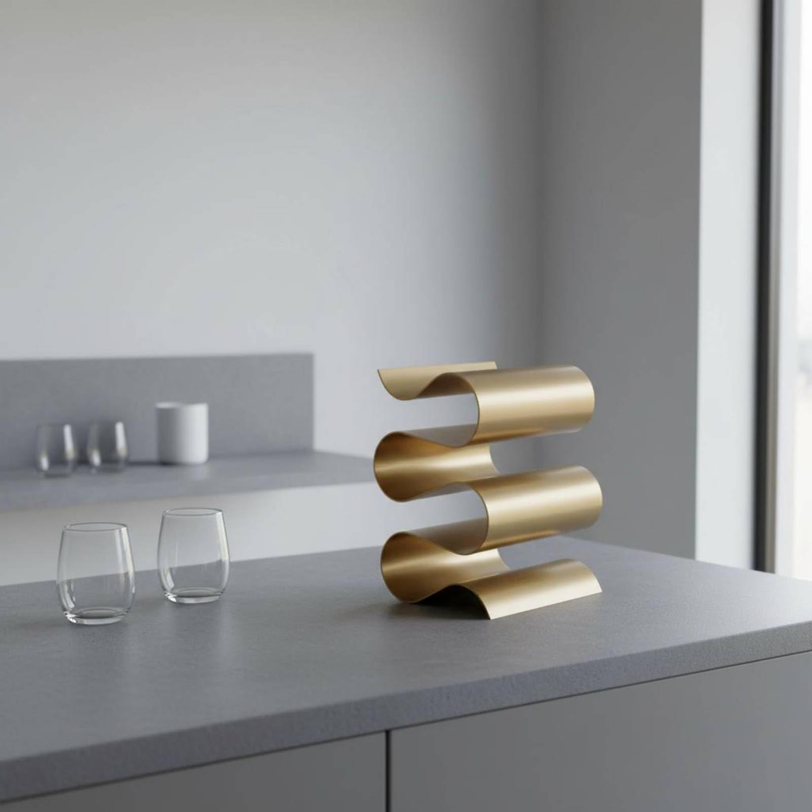 Soporte para Botellas de Vino con Diseño Artístico Estante Expositor Funcional Estructura Metálica Pintada Forma Compacta Adecuado para Resguardar, Color to 4
