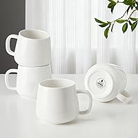 Teocera 12oz Ceramic Coffee Mugs Set of 4 - Chip-Resistant, Stackable White Mugs with Ergonomic Handle, Dishwasher Microwave Safe, Keeps Drinks Hot Longer