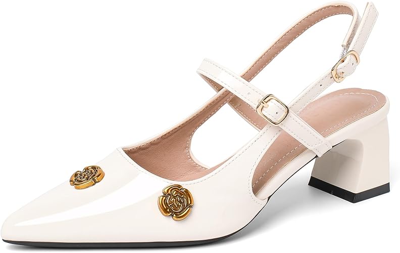 Heels for Women Block Chunky Platform High Heels Closed Pointed Toe Ankle Strap Dressy Comfortable Formal Dress Pump Shoes