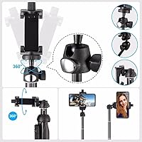 Vista 4 de Trípode monopie para selfie, largo extensible, con control remoto inalámbrico, soporte de clip para teléfono, compatible con iPhone y teléfono