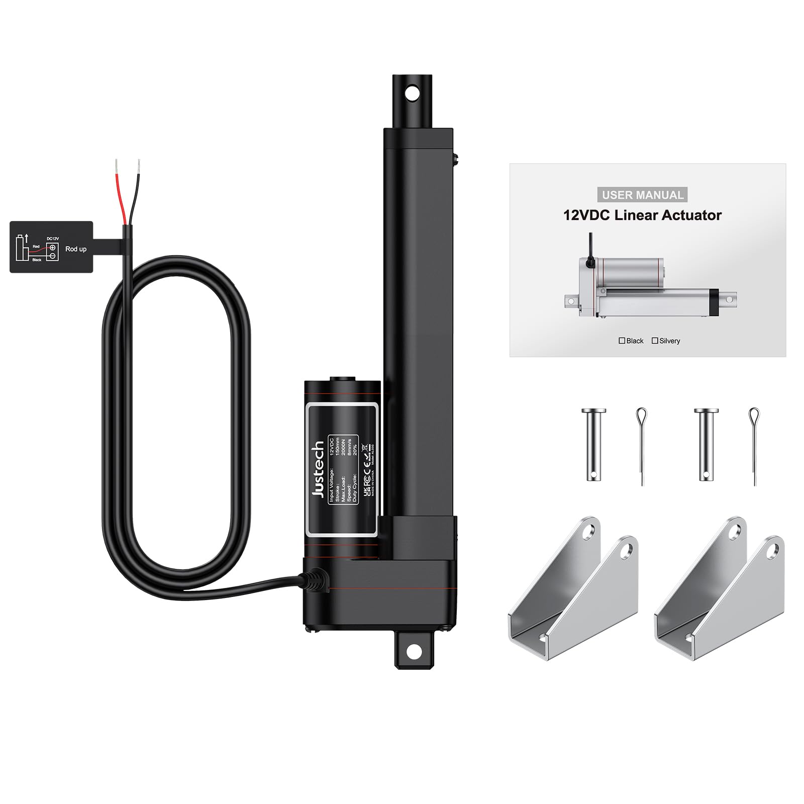 Justech 12V DC Attuatore Lineare Multifunzione Motore 2000N 150mm Sollevatore Corsa Motore Elettrico per Auto Automobile RV Elettrico Apricancello Industriale Macchine Agricole Industriali Pulizia