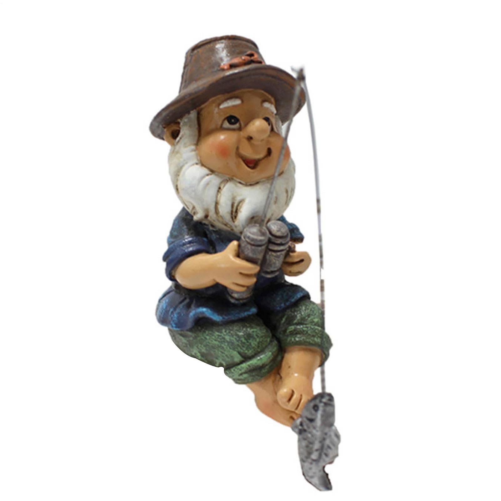 Garden Ornament Outdoor Fishing Gnome Statue, Fishing Gnome Ornaments, Funny GardenOrnaments Outdoor, Garden Statue for Lawn Yard Balcony Porch Patio Home Indoor Out door Decorations