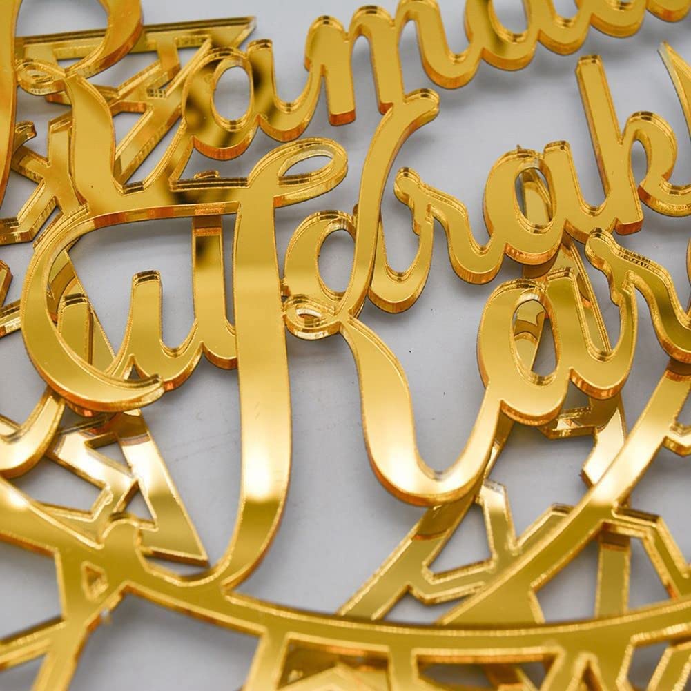 Naemriee Decorazione da tavolo Eid Mubarak in acrilico 2 pezzi, luce notturna Ramadan Moon, decorazione Ramadan Mubarak, di luna Ramadan