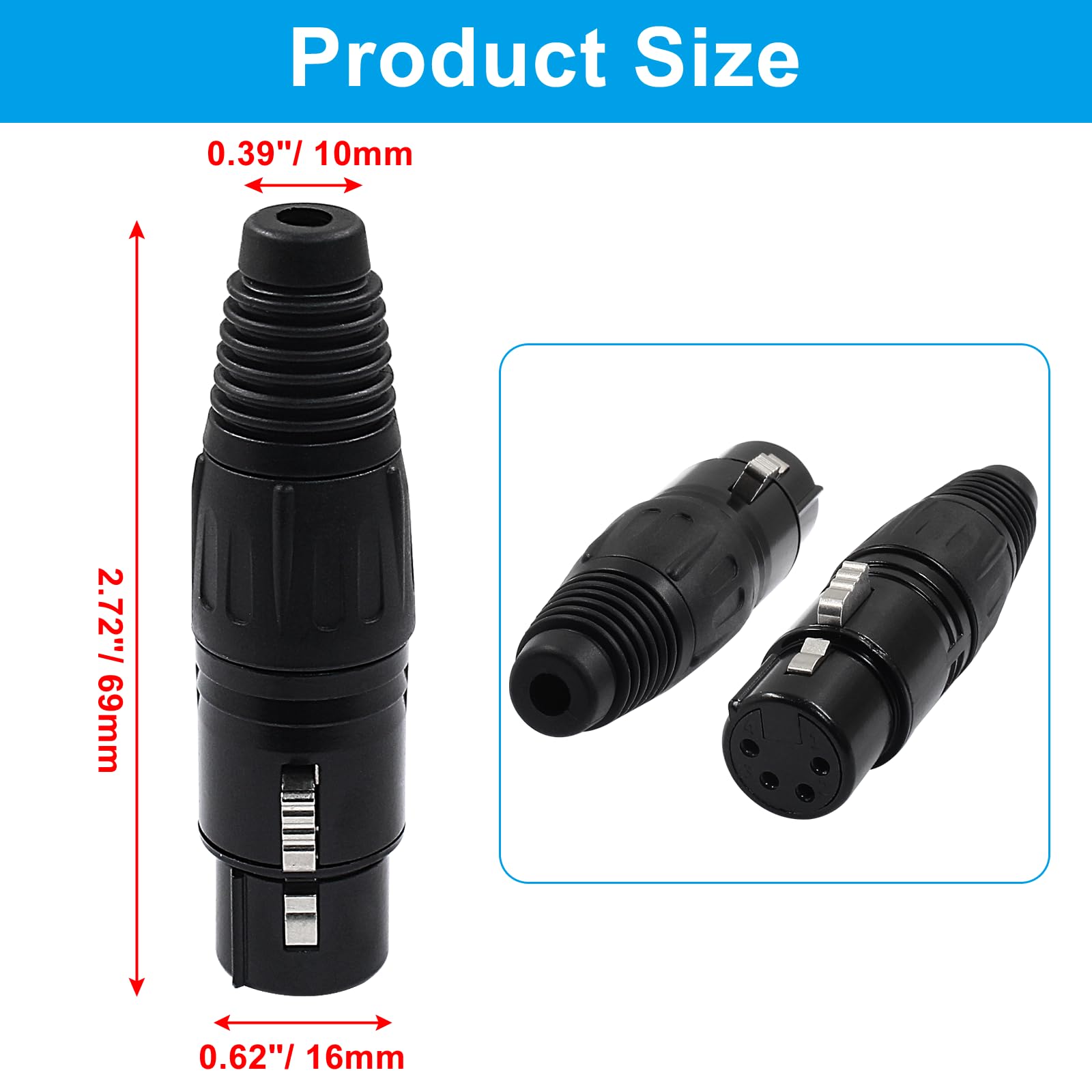RND 205-00883 | RND XLR-connectoren, Stekker, Recht, Kabelmontage, 3