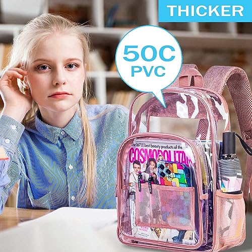 Image of AGSDON Clear Backpack, Heavy Duty Transparent Bookbag, See Through PVC Backpacks for Women Men