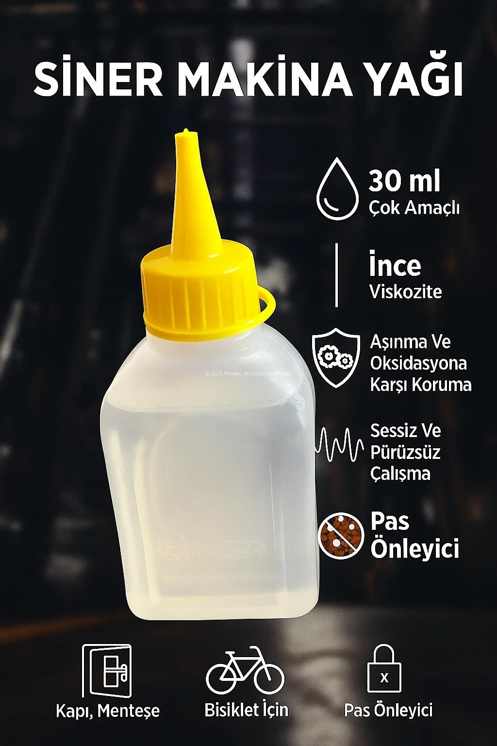 Proalet Siner Makine Yağı, Çok Amaçlı, 30 ml, Dikiş Makinesi Yağı, İnce Viskozite, Aşınma Ve Oksidasyona Karşı Koruma, Sessiz ve Pürüzsüz Çalışma, Kapı, Menteşe, Bisiklet İçin, Pas Önleyici (2 Adet)
