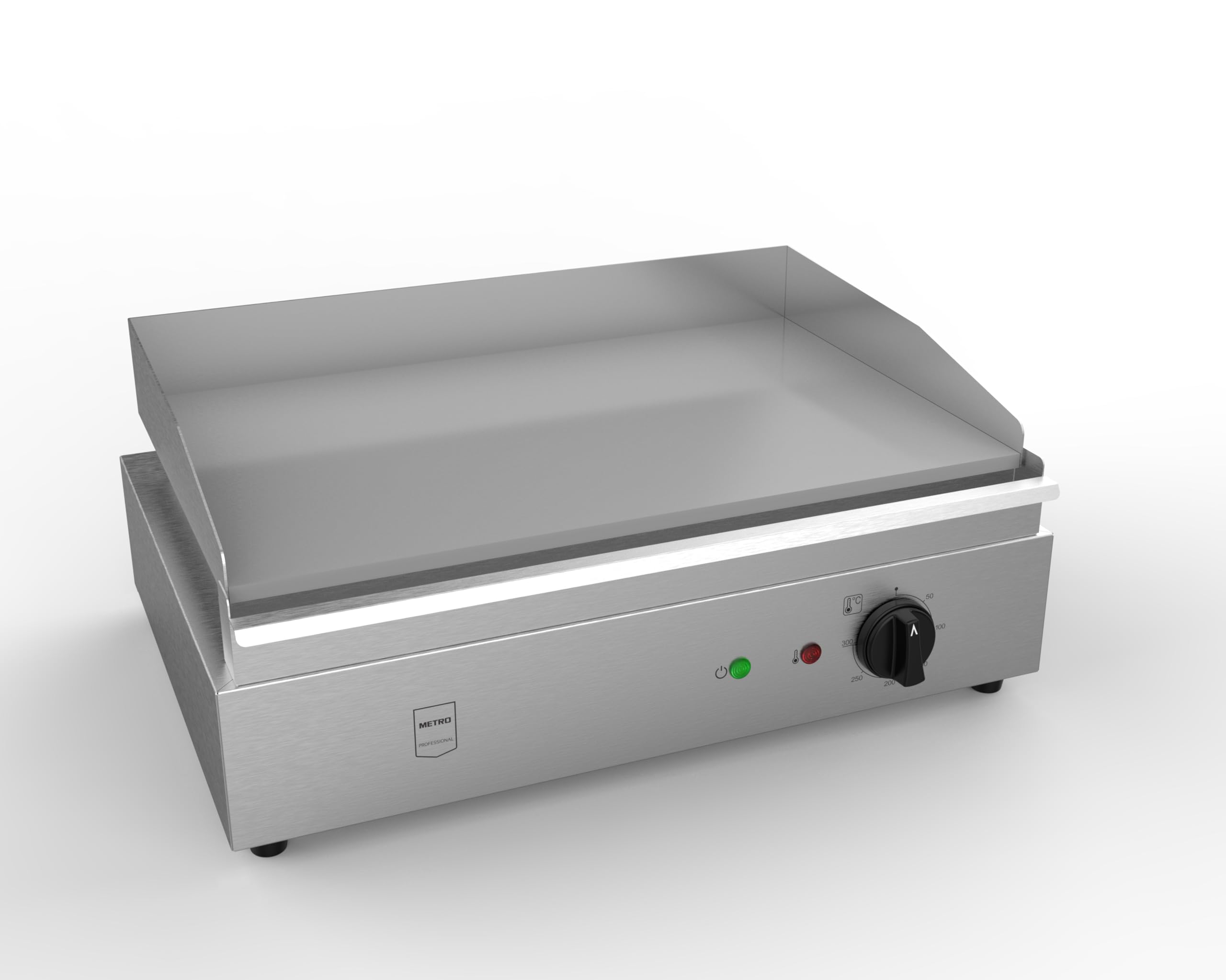 METRO Professional Plancha électrique GEG2101, inox, 55 x 41,7 x 24 cm, tiroir ramasse-jus amovible, Protection contre la surchauffe, argenté