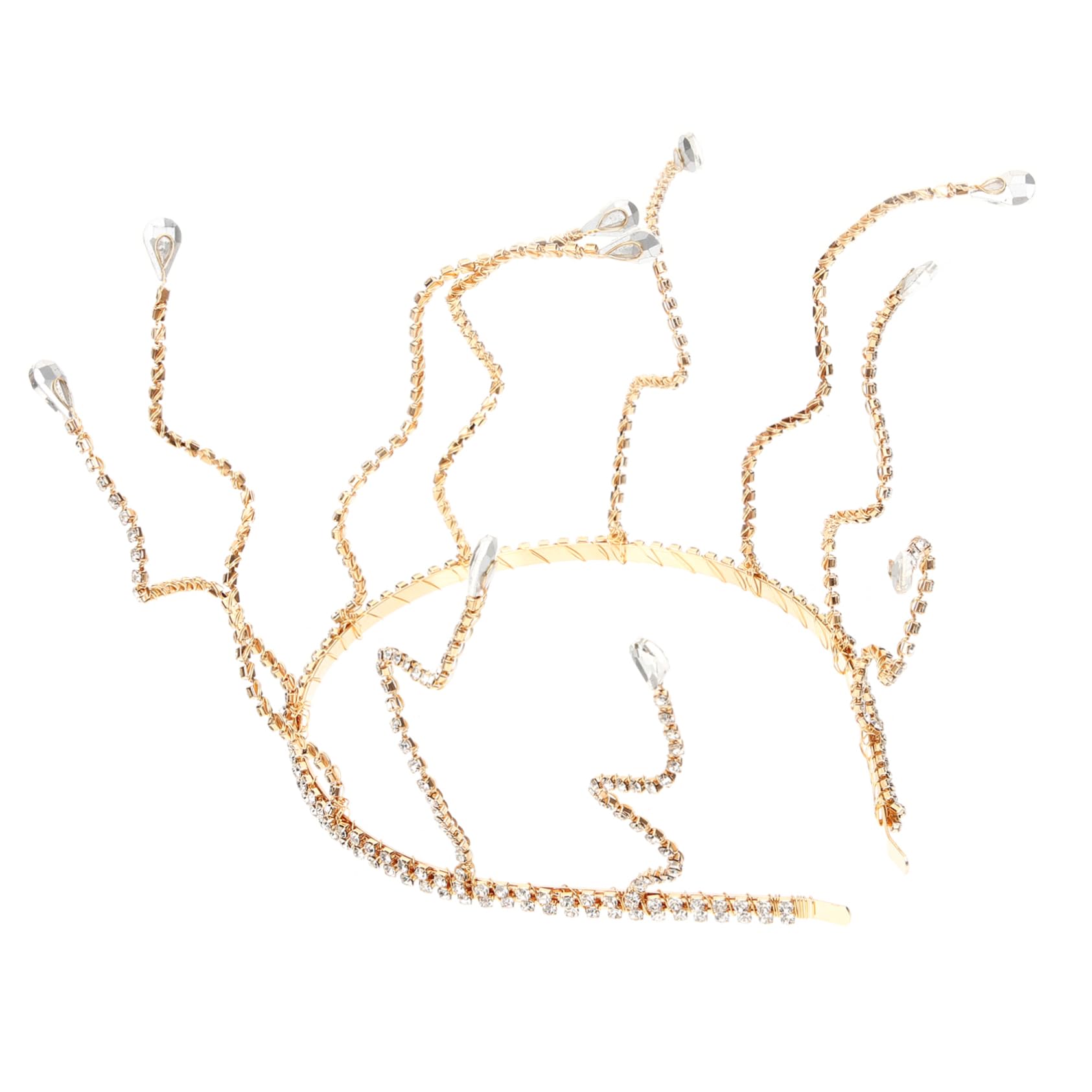 2 Piezas diadema de novia de boda tocados de boda diadema de diamantes de imitación de boda tocado de novia Venda diademas de boda para la novia Diadema plateada Metal Golden Didiseaon