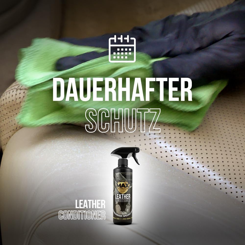 MAX DETAIL-LAB - Leather Conditioner - Lederpflege Auto Innenraum, Konditionierer für Leder Autositze, Erstklassiger Schutz und Pflege, Lederreiniger Detailing Kit Autopflege Set, 5L