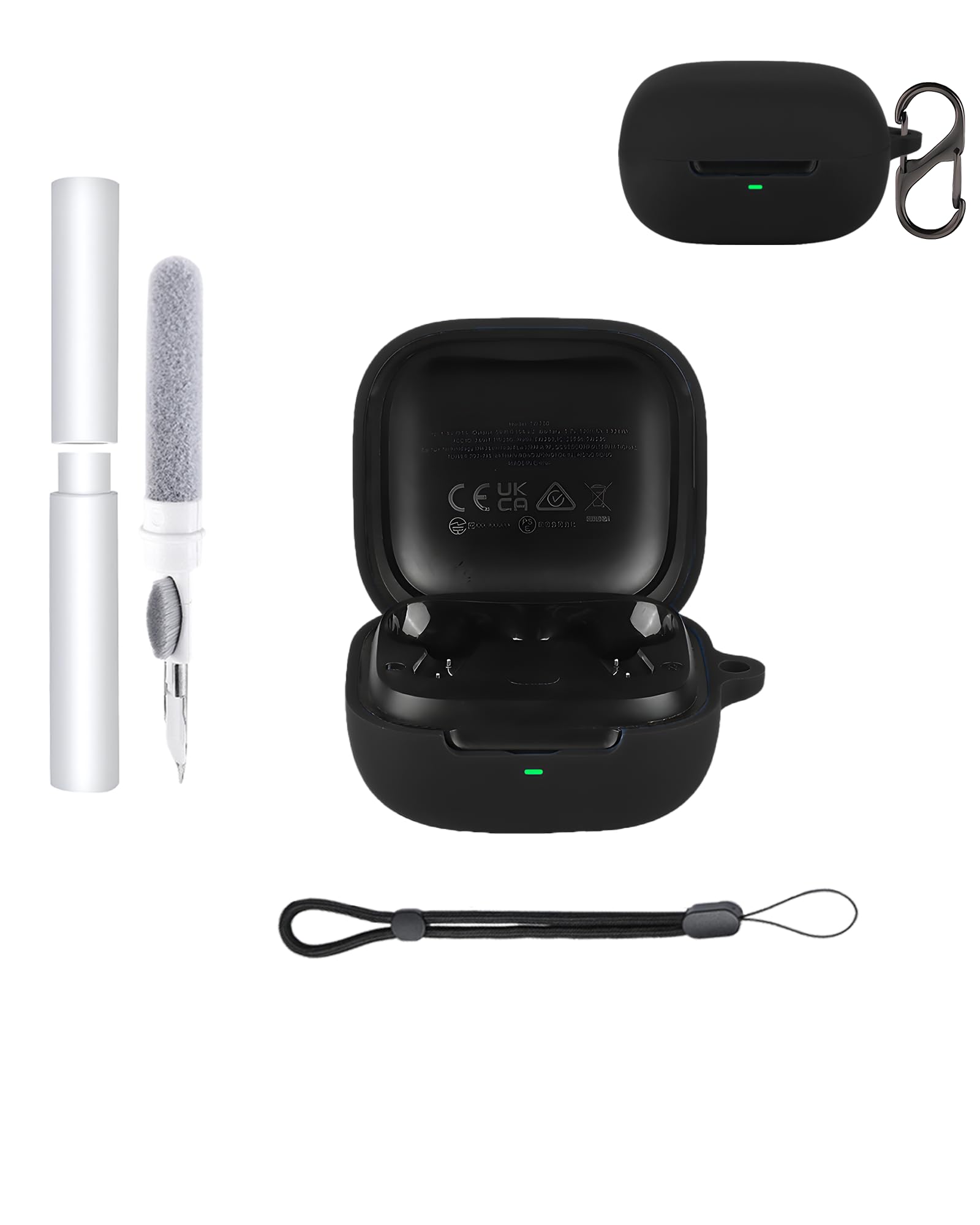 – Silicone Protective Case for EarFun Air Pro 4i-TW230,Waterproof,Shockproof,Anti-scratch,Washable, Comes with Cleaning Pen Hanging Clip,Black