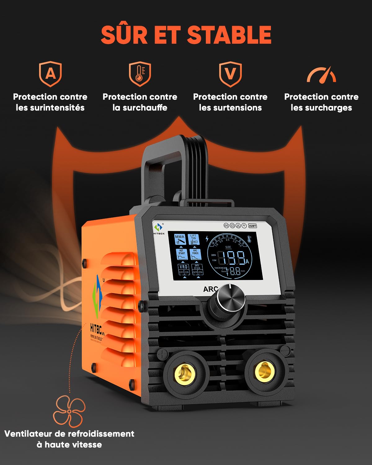 HITBOX Mini Poste à Souder Inverter 200A 2-en-1 MMA/Lift TIG - Compact avec Affichage LED - Hot Start, ARC Force - Pour Débutants et Travail à Domicile (ARC200S)