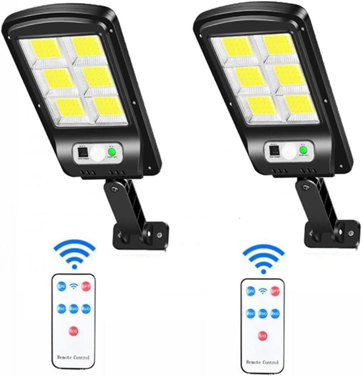 2xpezzi Faretto lampione solare 120 led cob da esterno sensore di movimento ip65 con telecomando