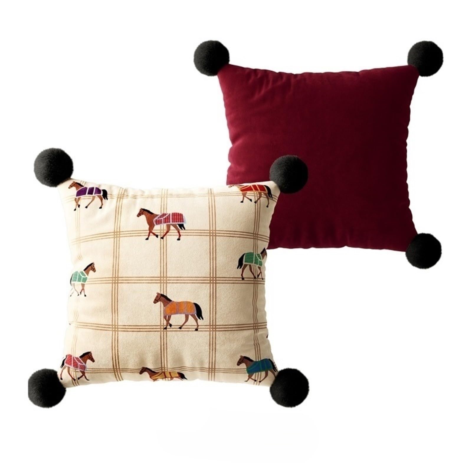 Genérico 1 Funda De Cojín Roja con Almohadas De Terciopelo De Caballo.