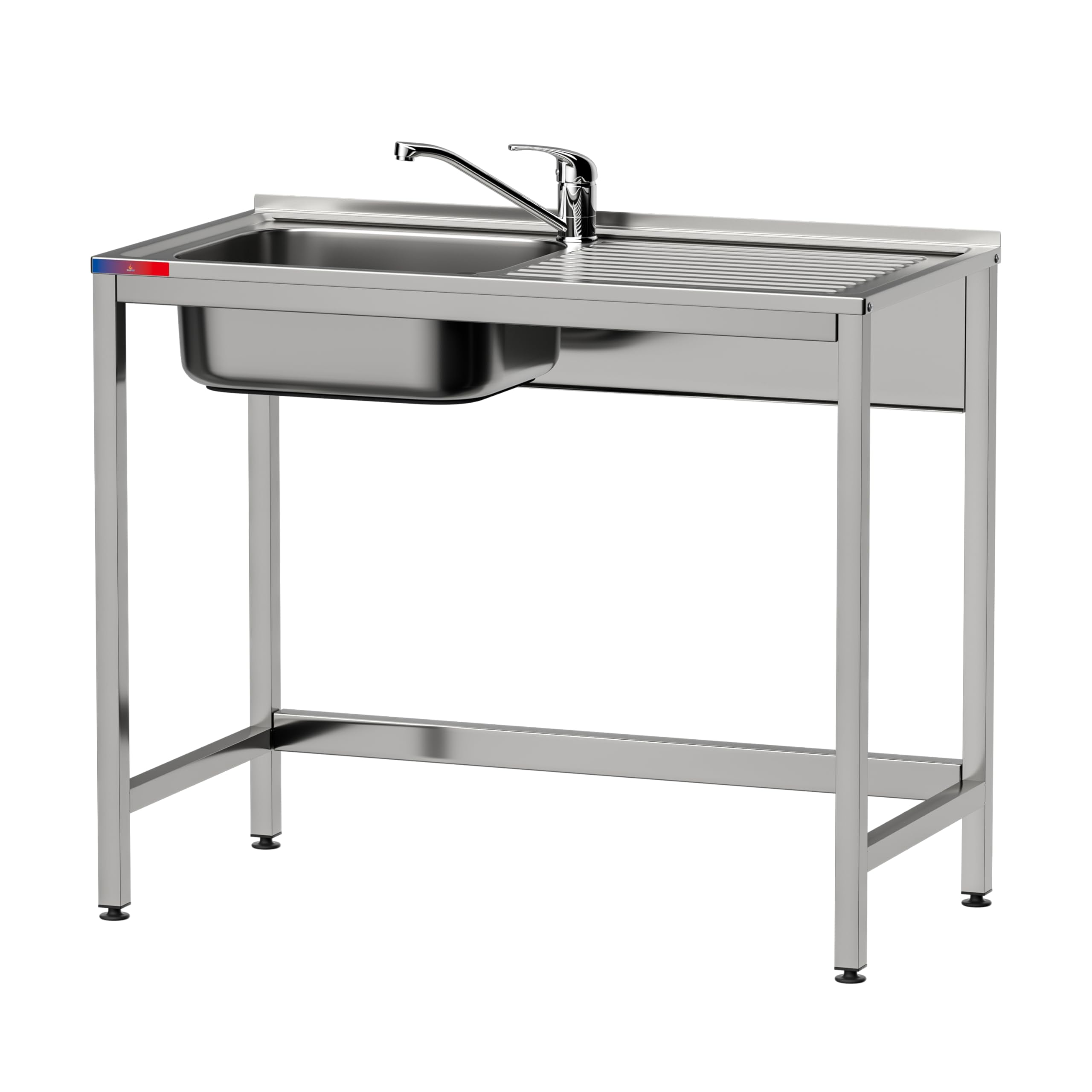 Fregadero Industrial Acero Inoxidable | 1 Seno con Escurridor | 1000x500x850 mm | Acabado Pulido Satinado | Ideal Hostelería, Barra y Cocina Profesional