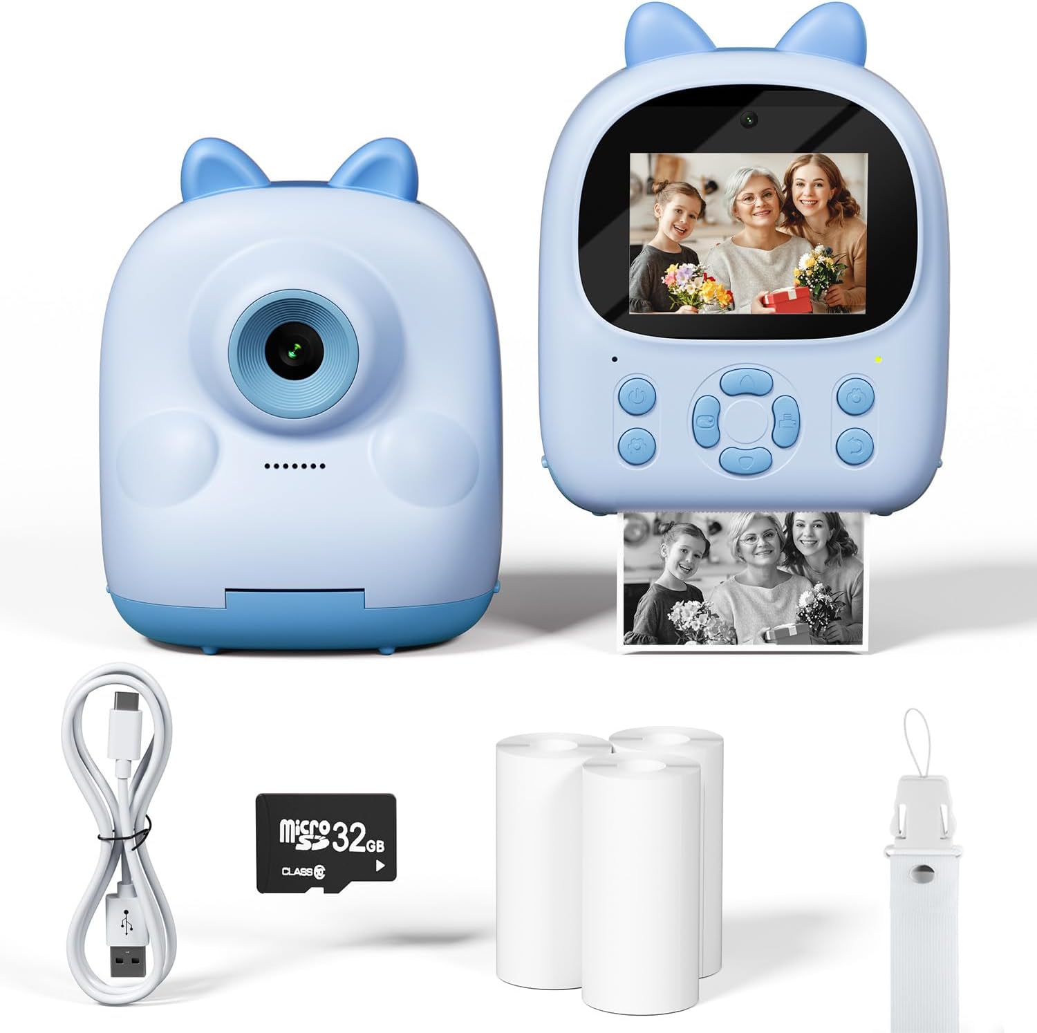 Kids Camera Instant Print Photos, Digital Instant Print Camera for Kids, Birthday Children Day Gifts for Girl Age 3-12, Fit Portable Toy for 3 4 5 6 7 8 9 10 Year Old Girl Boy- Blue