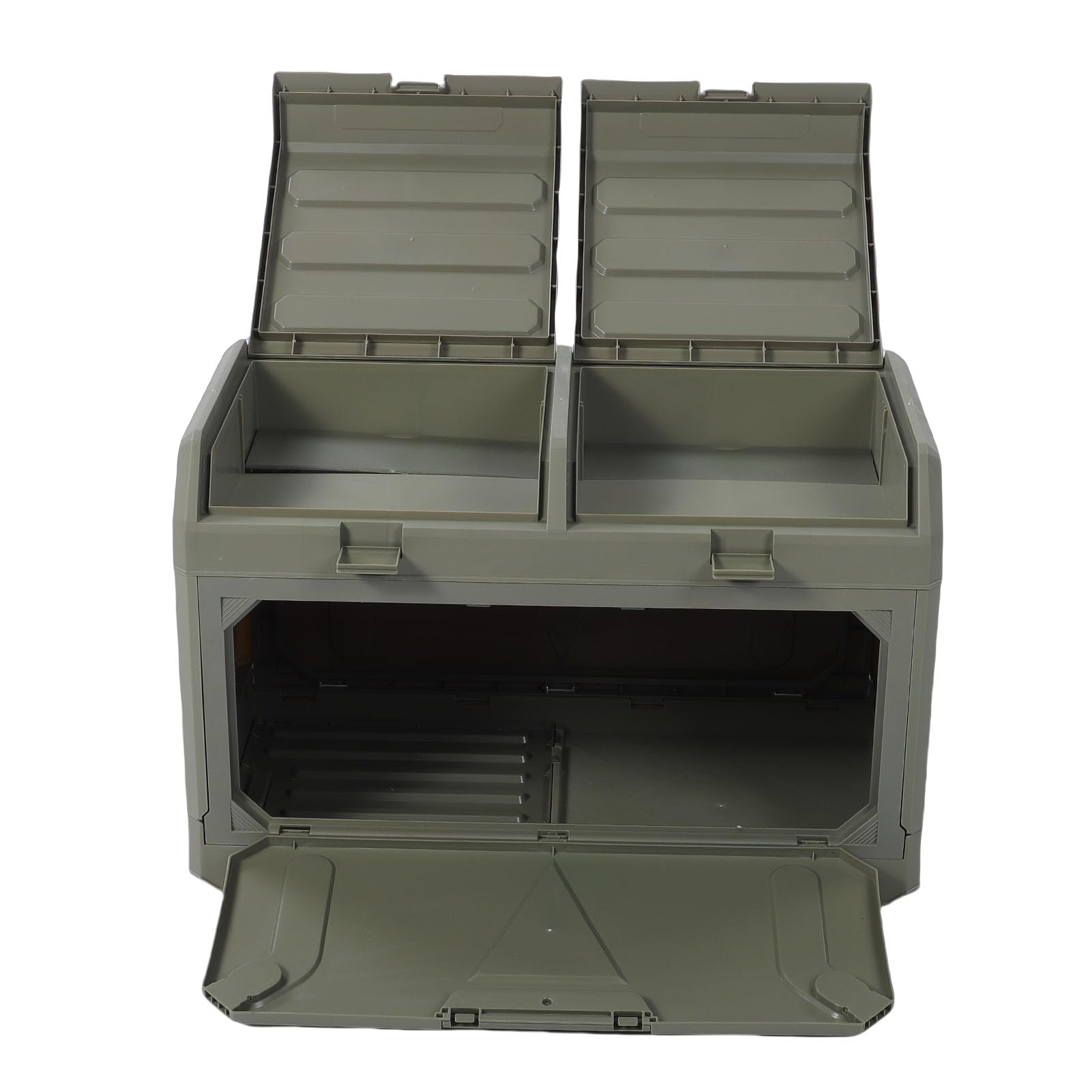 Caja de Almacenamiento Al Aire Libre, Contenedor de Almacenamiento Plegable de 2 Niveles con Tapa, Contenedor de Gran Capacidad Apilable a Prueba de Polvo Impermeable para Engranajes de (DE
