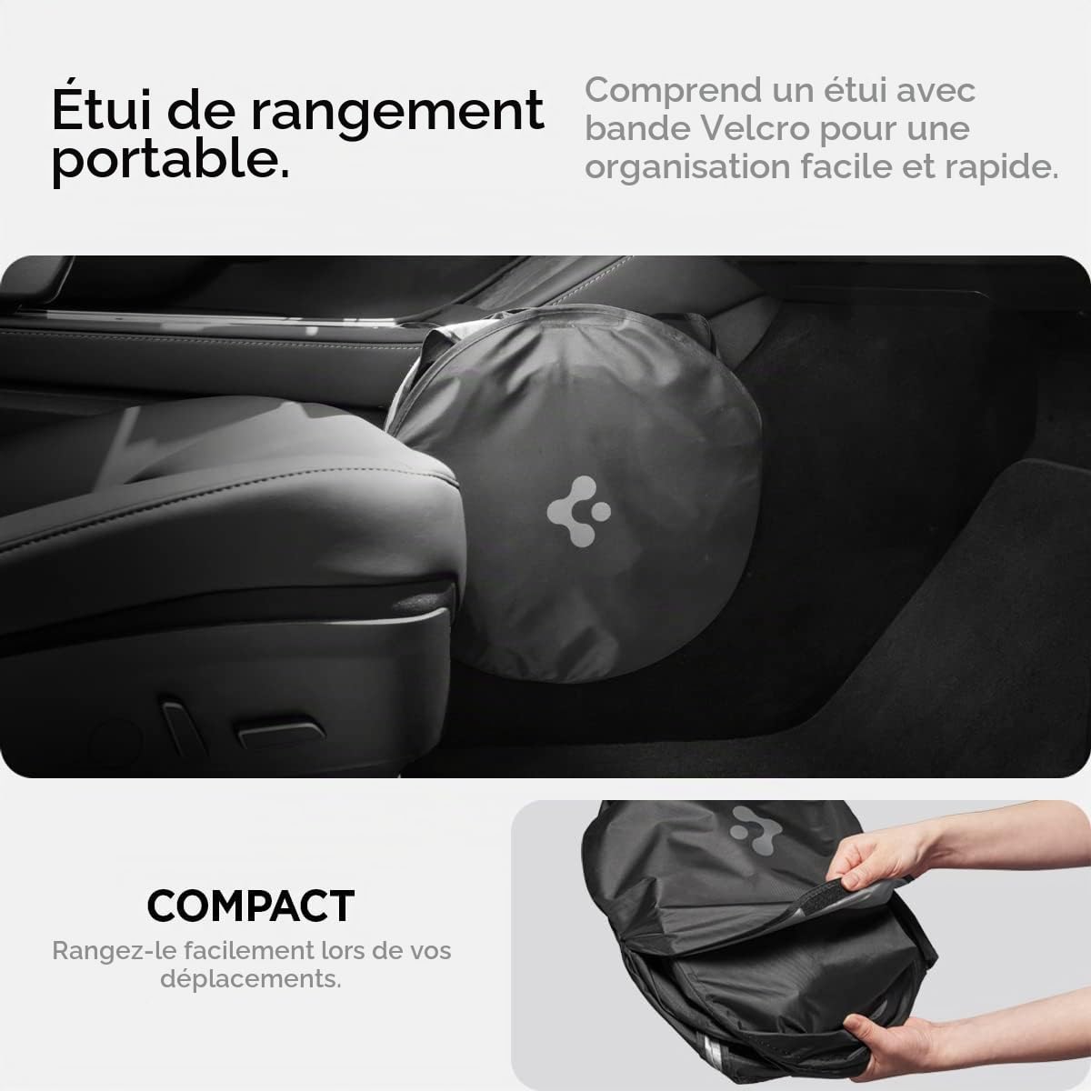 Spigen Tesla Model Y Juniper 2025 2026 Model 3 2021-Highland 2026 Pare-Soleil pour Pare-Brise Avant, Bloque la Protection Solaire Contre Les Rayons UV, Compatible avec Tout Tesla Model Y et 3