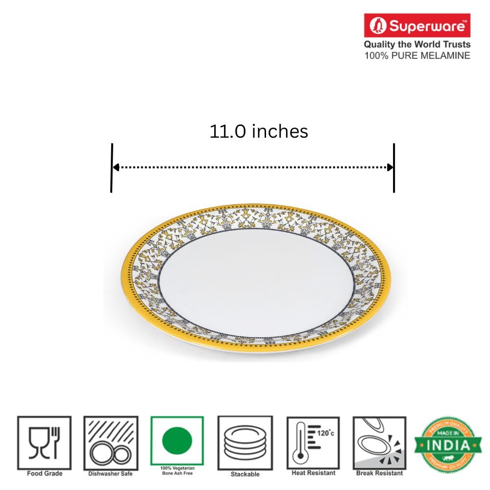 Superware | Pure Melamine | Dinner Plate Set – ForgetMenot 11” (6 nos.) | Stain Free, Glazed Finish — Amazon image 9