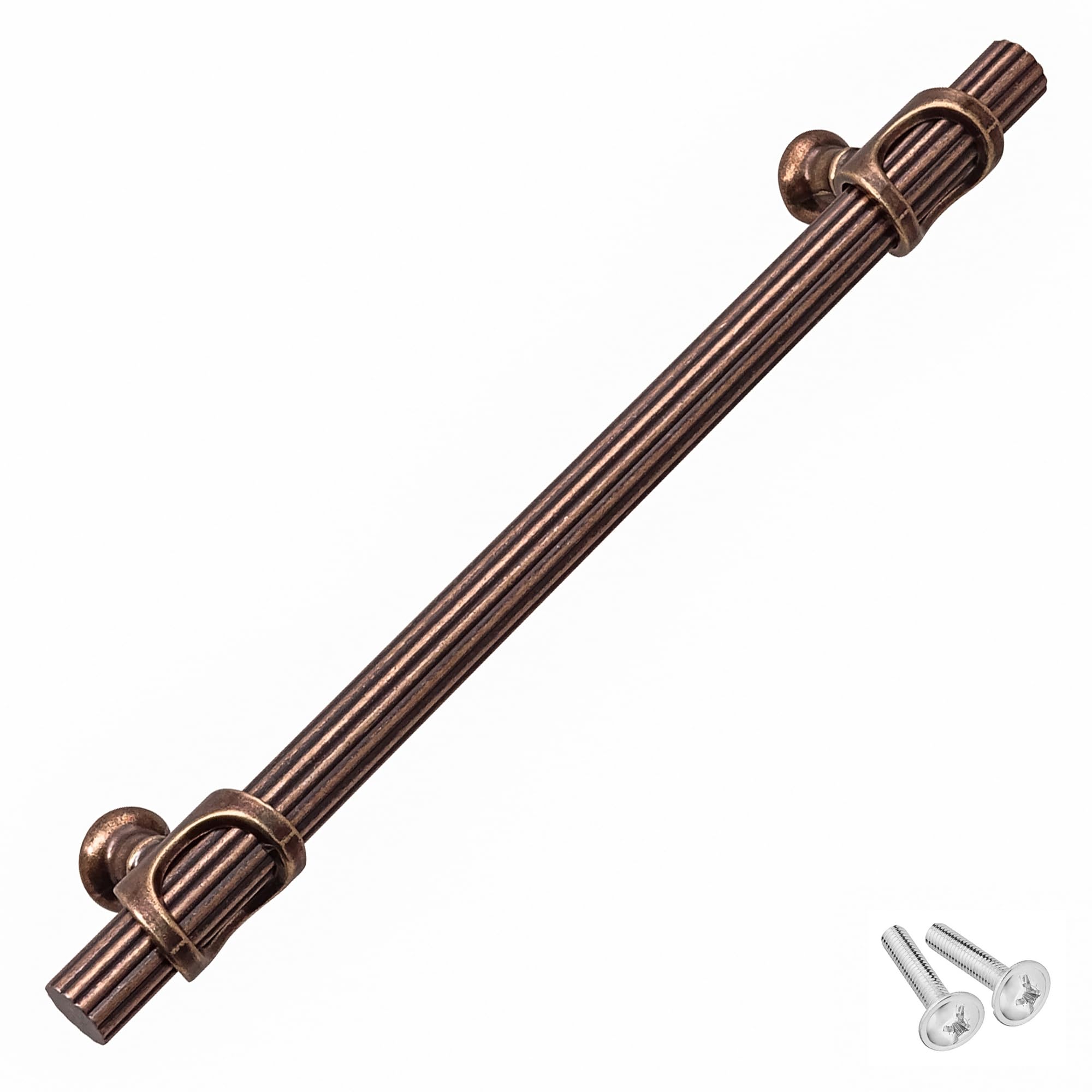Decoranddecor Bar Drawer Pull Handles with Lines Design Kitchen Cabinet Decorative Hardware Bedroom Bathroom Furniture Accessories (160mm Hole Centres, Antique Copper)