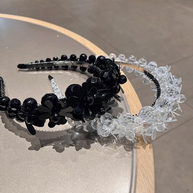 Black And White Crystal Diamond Hairband Minimalist Versatile Temperament Headwear Super Immortal Go Out