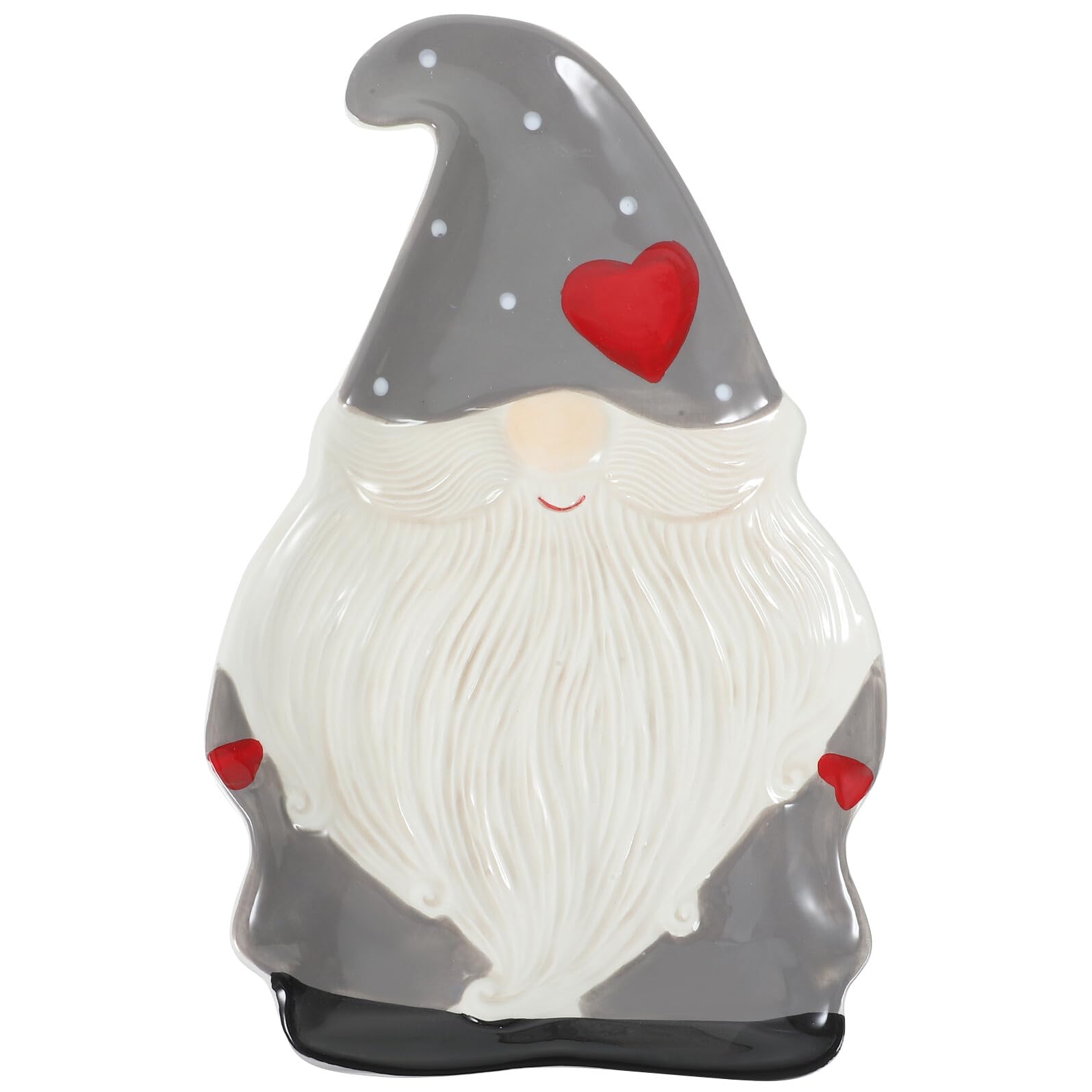 TOYANDONA Plato Navideño de Cerámica Diseño de Papá Noel Tamaño Mediano Color Detalles Rojos Adecuado para Fiestas de Navidad y Decoración Hogareña