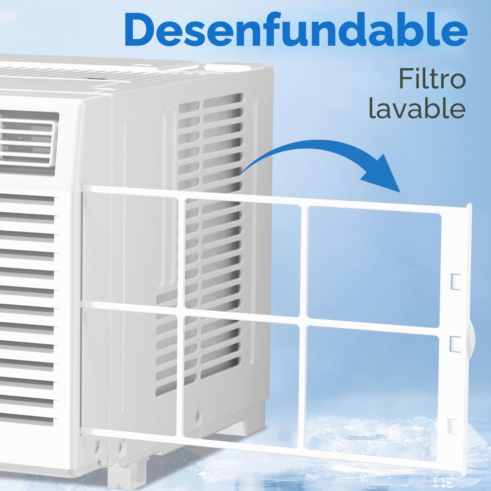 Electactic 5000 Btu aire acondicionado para ventana, unidad de ventana de CA de hasta 150 pies cuadrados, 2 velocidades de enfriamiento y ventilador, 51DB ultra silencioso, controles mecánicos, aire