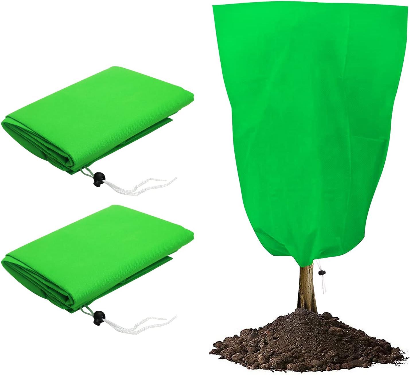 QMET Frost Protection for Plants, 2PCS 80cm x 100cm Winter Fleece Plant Covers with Drawstring