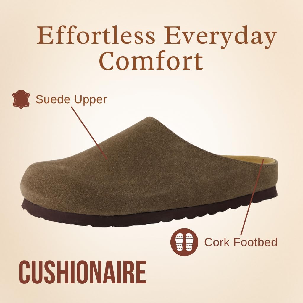 CUSHIONAIRE Lute Genuine Suede Leather Clogs for Women Indoor and Outdoor – Comfortable Slip On Womens Clogs with Cushioned Footbed - Image 4