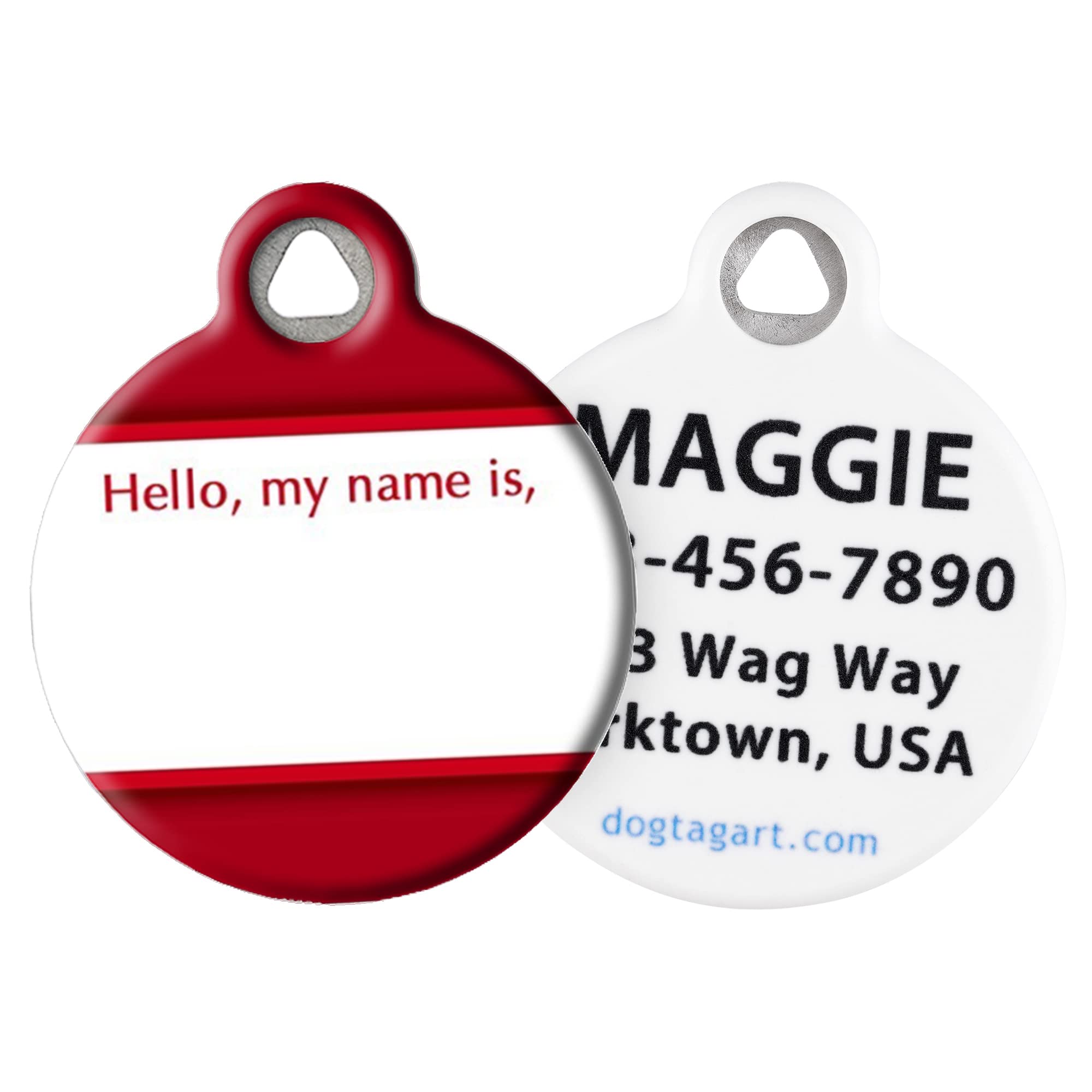 Dog Tag Art Cute Hello My Name is Custom Pet ID Tag for Dogs and Cats, Personalized Dog Tag with Customized Identification Information, Hello, My Name is, Small (7/8