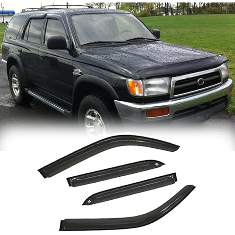 Puermto 94751 Side Window Wind Deflector,4pcs Outside Mount Tape-On Nice Sun Rain Guards Set,Dark Smoke Window Visor fit for 1996-2002 Toyota 4Runner Cover