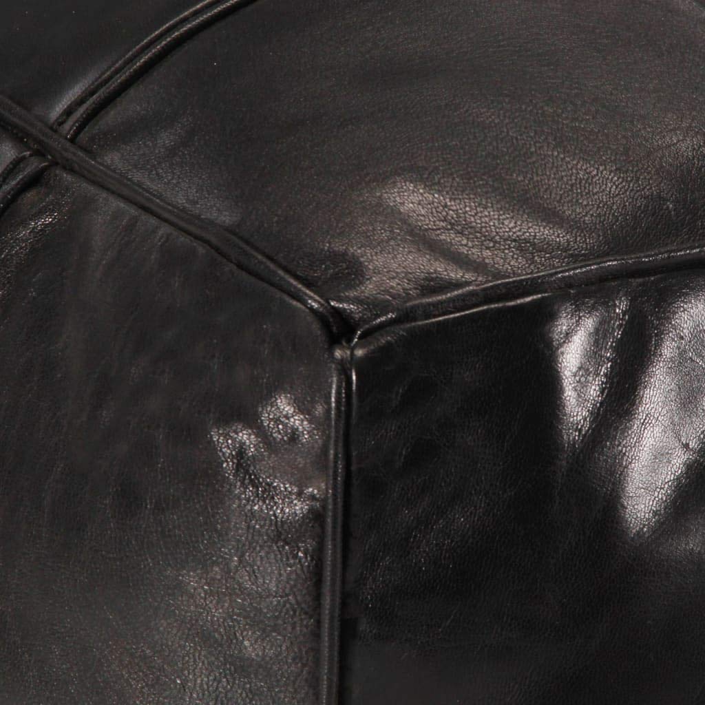 Pouf nero in vera pelle di capra, 60 x 60 x 30 cm, realizzato a mano, con imbottitura in cotone, versatile, per soggiorno, camera da letto e corridoio